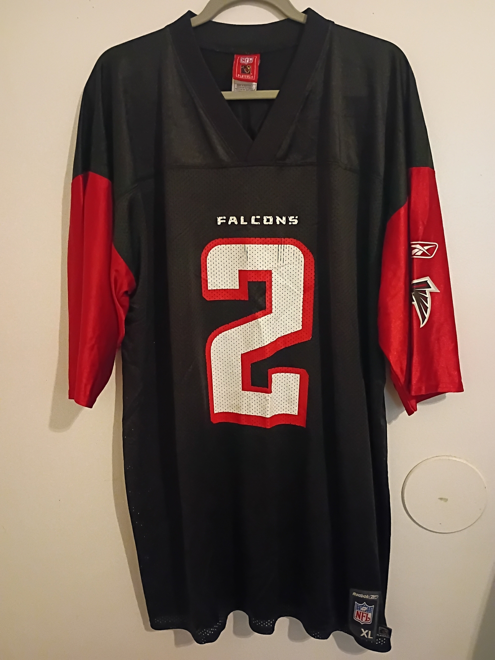 Reebok Falcons Black and Red #2 Football Jersey